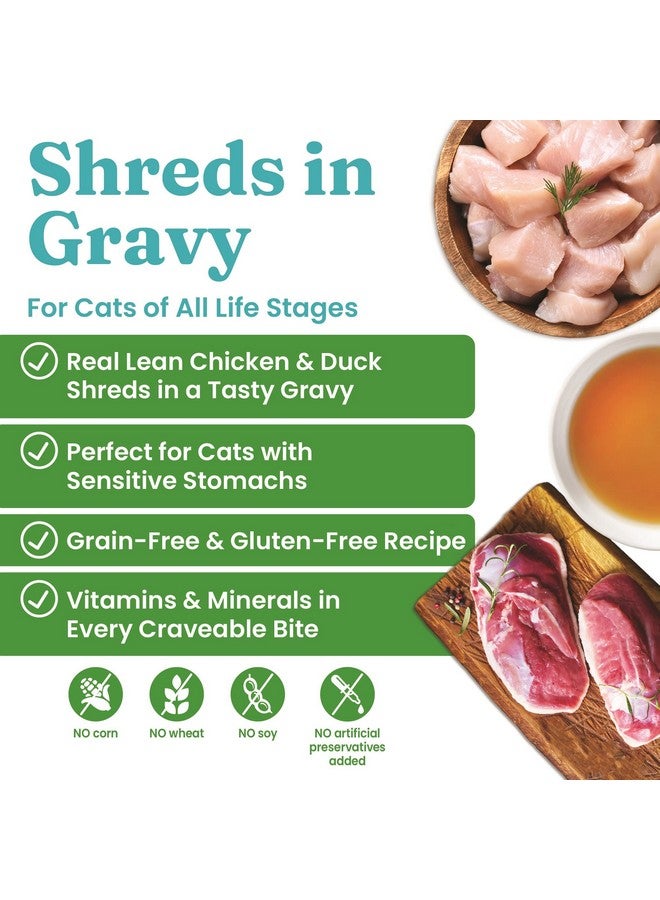 Solid Gold Nature's Harmony Wet Cat Food - Pate & Shreds in Gravy - Real Chicken & Duck Shreds - Canned Cat Food, 24 Pack - Image 1