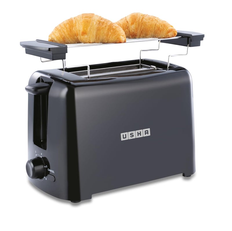 Usha iToast 2 Slice Pop Up Toaster | 750 watts | 6 Browning Settings | Cool Touch Body | Croissant/Bun Warmer | Automatic Bread Centering for Uniform Browning | 2 Years Warranty (Black) - Image 1