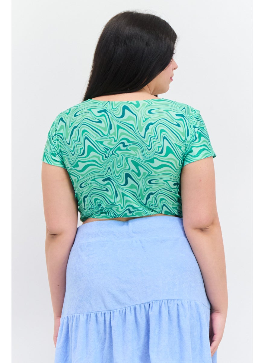 BRAVE SOUL Women Abstract Printed Beachwear, Green  - Image 3