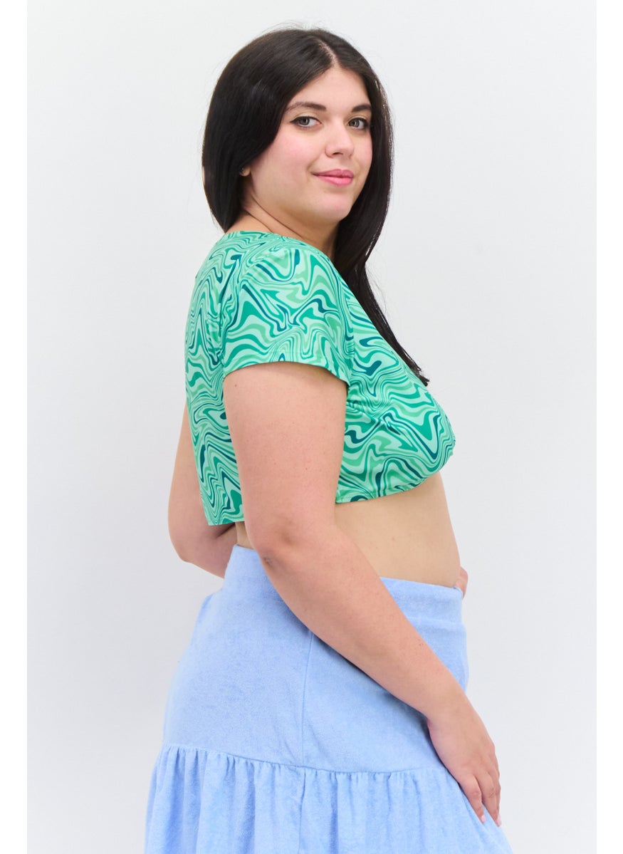 BRAVE SOUL Women Abstract Printed Beachwear, Green  - Image 2