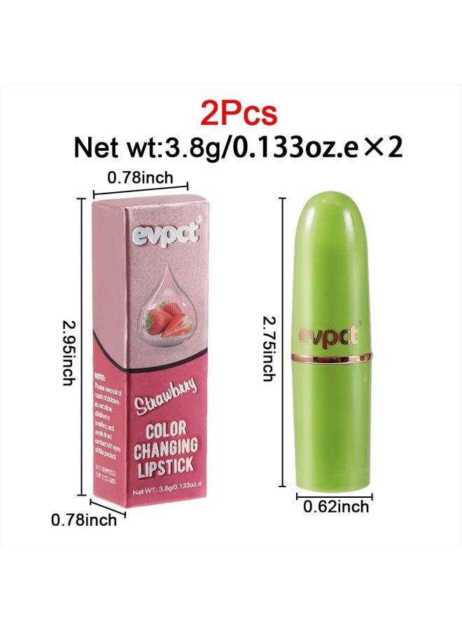BINGBRUSH 2 Pcs Strawberry Color Changing Lipstick Queen,PH Mood Long Lasting Labiales Moisturizer Lip Gloss Lip Balm Tinted Magic Lip Stain Glossly Makeup Lipstick Set for Women - Image 2