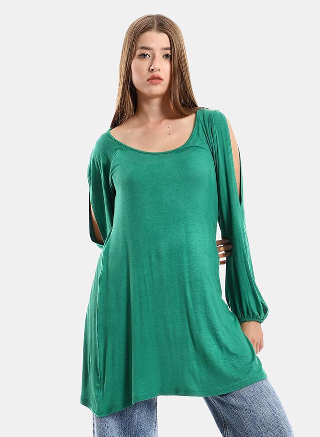 kady Jamila Women Wide Round Collar Tunic With Sided Sleeves Slits ,green-XXL - Image 1