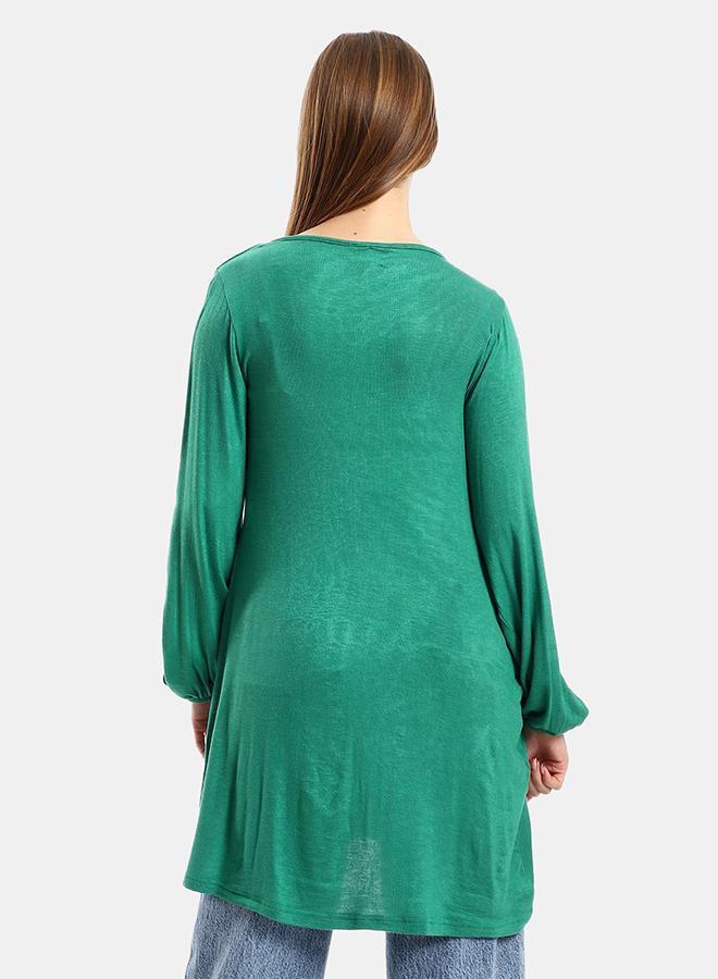 kady Jamila Women Wide Round Collar Tunic With Sided Sleeves Slits ,green-XXL - Image 3