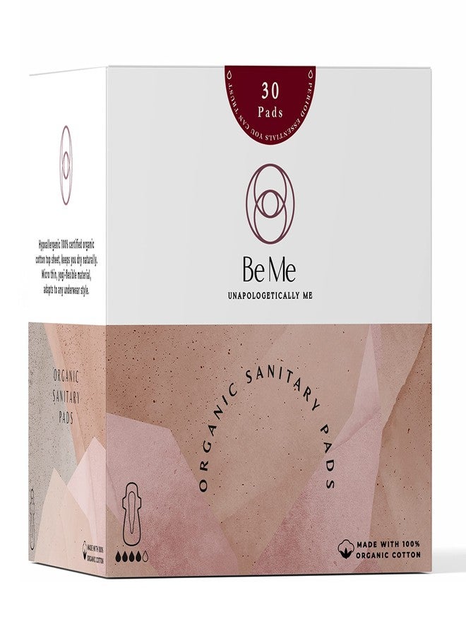 Beme Be Me - 30 Sanitary Pads For Women, Rash Free, Ultra-Thin, Leak Proof, Biodegradable, Certified Napkins, EXTRA LARGE for Heavy Flow (Pack of 30) With Brown Disposable Pouch - Image 1