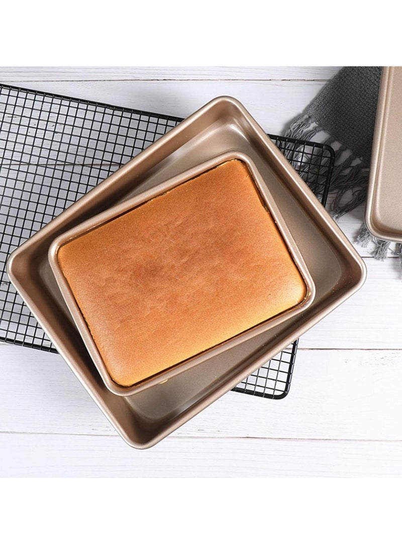 Bluejw 3 Piece Deep Baking Pans Sets Nonstick Baking Sheets For Oven,Bakeware Rectangular Cake Pan Set Gold - Image 2