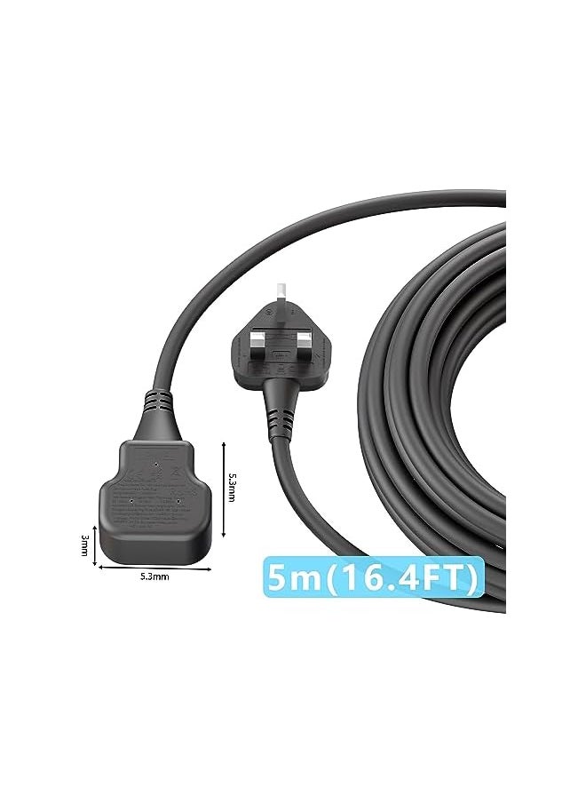 PROMASS 1 Way Extension Cord 5 Metres Long Electric Cable,UK 3 Pin Plug Power Cord,Heavy Duty Single Socket Extension Lead, Black  - Image 2