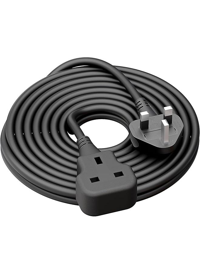 PROMASS 1 Way Extension Cord 5 Metres Long Electric Cable,UK 3 Pin Plug Power Cord,Heavy Duty Single Socket Extension Lead, Black  - Image 1