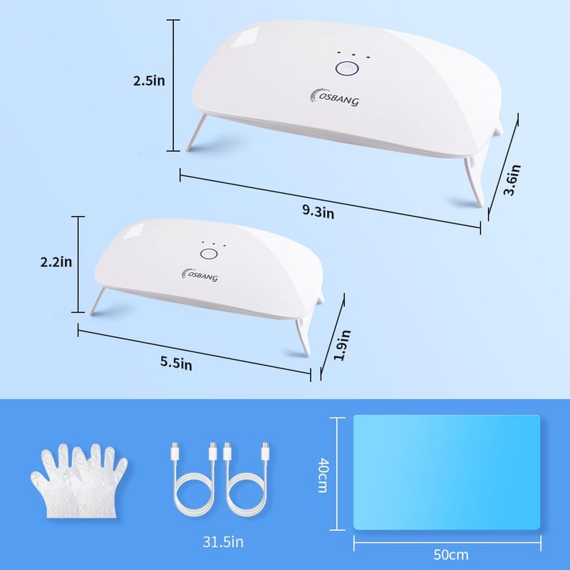 OSBANG 2 Pack UV Light for Resin, Large Size Foldable UV Resin Lamp and Mini Portable Light, Fast Curing and Light Weight UV Lamp, Resin Kits for Jewelry Making, DIY Craft - Image 2