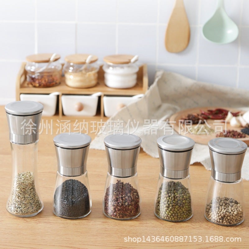 Stainless Steel Pepper Grinder Glass Sea Salt Pepper Powder Pepper Coffee Grinder Manual Black Pepper Grinder Bottle - Image 2