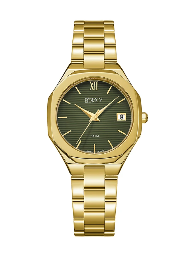 ECSTACY Ecstacy Women's Japan Quartz Movement Watch, Analog Display and Stainless Steel Strap - E22503-GBGG, Gold
