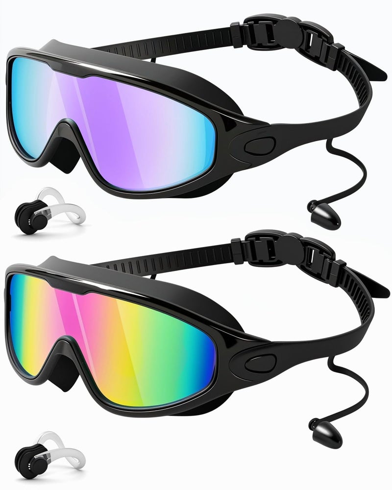 Rantizon Swim Goggles 2 Pack, Wide View Anti Fog&UV Swimming Goggles for Audlt, No Leaking Swim Glasses for Men Women Youth - Image 1