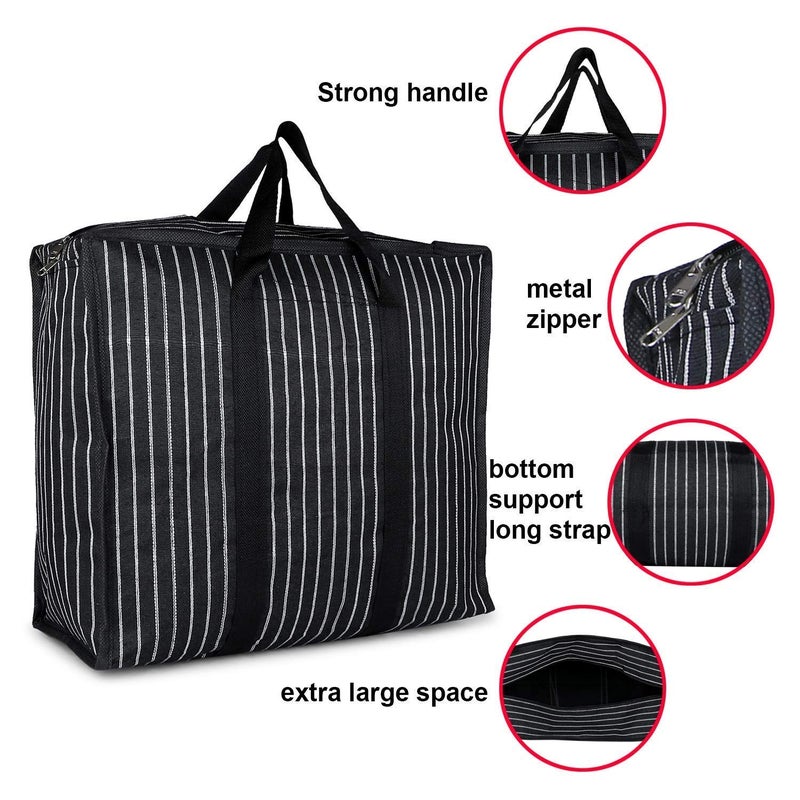 GIRIK GIRIK Multipurpose Reusable Grocery Bags 2Pack Foldable Washable Large Storage Bins Basket Organizer Grocery Vegetable Canvas Shopping Tote Bag Black  - Image 5