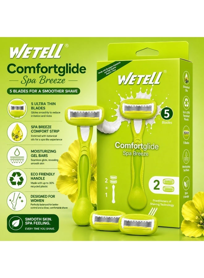 Wetell Comfortglide Spa Breeze Women Razor WT202522 (Set of 1 Handle & 2 Blades) - Image 3