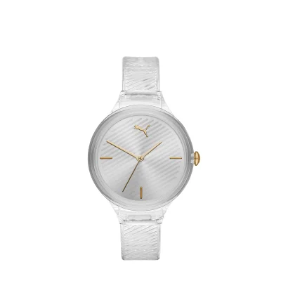 PUMA Women's Analog Quartz Watch With Clear PU Leather Strap - 3 ATM - PU P1016