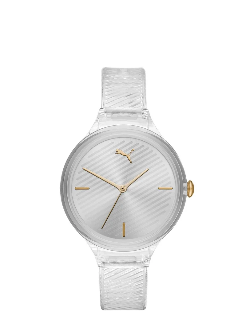PUMA Women's Analog Quartz Watch With Clear PU Leather Strap - 3 ATM - PU P1016
