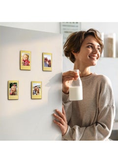 يونيكو مجموعة من 8 قطع من UNIQOOO إطار صور أكريليك ذهبي مطبوع عليه صورة بولارويد فيجي فيلم صغيرة - حامل صور مغناطيسي للثلاجة مقاس 86 × 54 مم للمنزل والمكتب والخزانة، لعرض ديكوري للذكريات  - Image 5