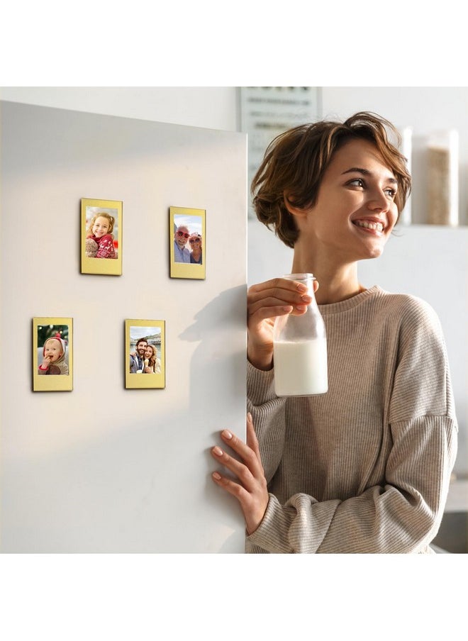 يونيكو - مجموعة من 8 قطع من UNIQOOO إطار صور أكريليك ذهبي مطبوع عليه صورة بولارويد فيجي فيلم صغيرة - حامل صور مغناطيسي للثلاجة مقاس 86 × 54 مم للمنزل والمكتب والخزانة، لعرض ديكوري للذكريات - Image 1