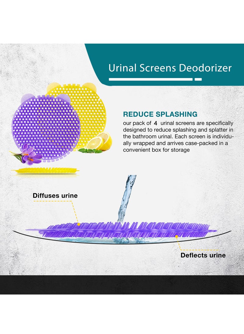 Urinal Screen Deodorizer, Men's Toilet Splash Proof and Odor Freshener Toilet Filter Fragrance Tablets Urinal Violet and Lemon Scent for Home/ mall/ restaurant/ office/ school (4 Tablets)  - Image 3
