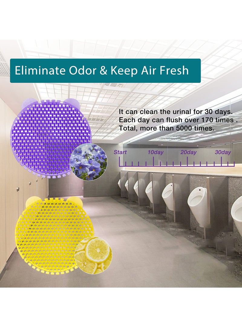 Urinal Screen Deodorizer, Men's Toilet Splash Proof and Odor Freshener Toilet Filter Fragrance Tablets Urinal Violet and Lemon Scent for Home/ mall/ restaurant/ office/ school (4 Tablets)  - Image 2