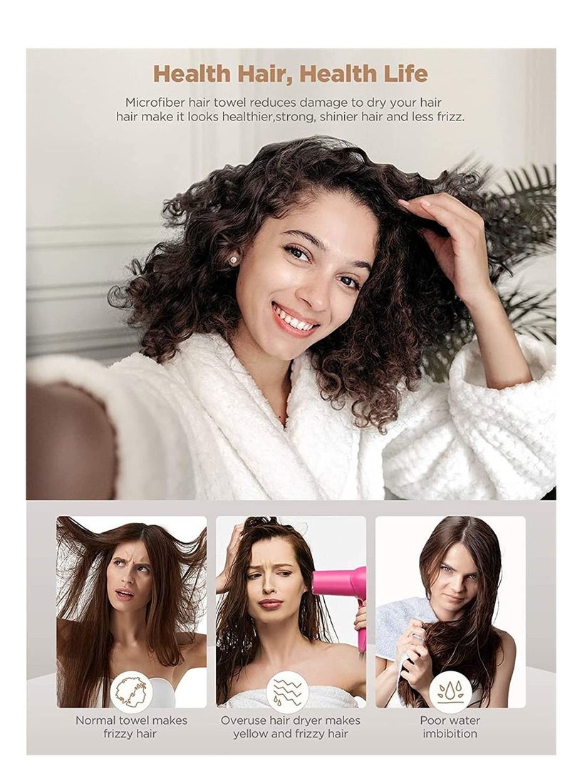 Excefore Microfiber Hair Towel,3 Packs Hair Turbans for Wet Hair, Wrap Hair Towels for Women Anti Frizz Fast Hair Drying Towel Ultra-Absorbent Soft for Curly Long Thick Hair (Blue, Grey)  - Image 4