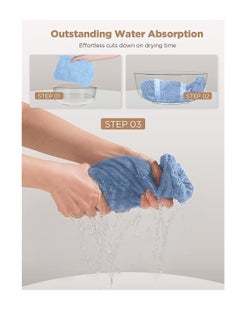Excefore Microfiber Hair Towel,3 Packs Hair Turbans for Wet Hair, Wrap Hair Towels for Women Anti Frizz Fast Hair Drying Towel Ultra-Absorbent Soft for Curly Long Thick Hair (Blue, Grey)  - Image 2