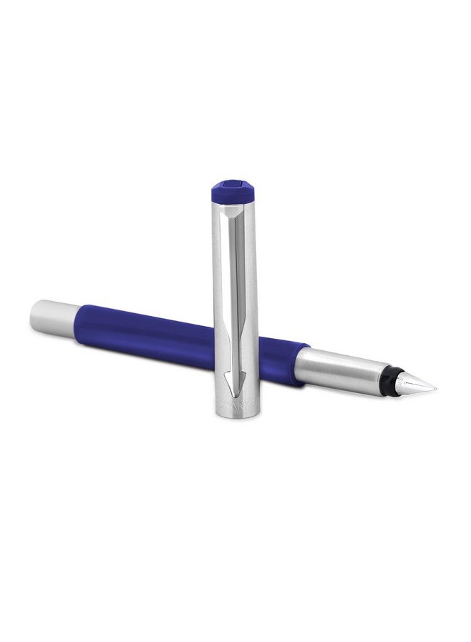PARKER Vector Metallix Fountain Pen (Fine Nib) | Blue Body Color With Quink Ink Bottle | Gifts For Employees | Perfect For Corporate Use - Image 2