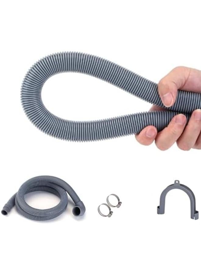 Drain Hose Dishwasher Drain Hose Extension Kit Corrugated And Flexible Washer Drain Hose 2.5M Universal Replacement Drain Hose Extension Kit With Clips And U Bend Hose Holder  - Image 3