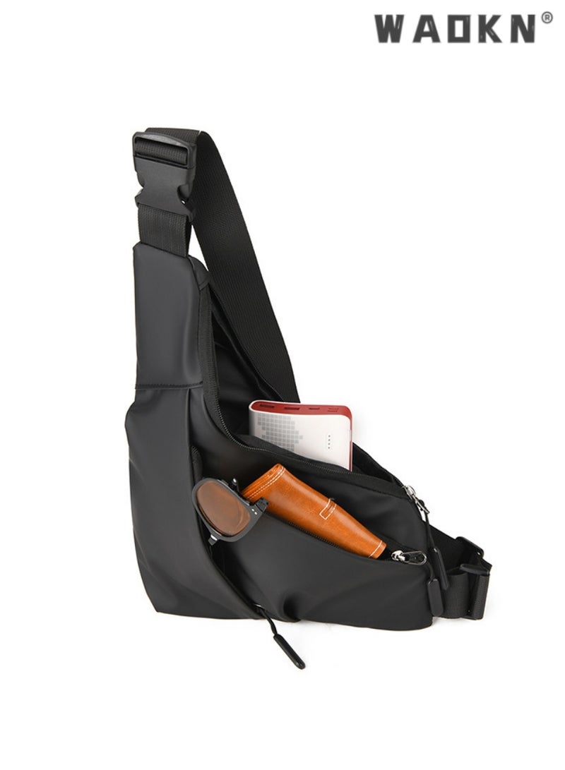 WAOKN Black Crossbody Bag,Fashionable Messenger Bag,Waterproof, Adjustable Shoulder Strap, Casual Day Pack, Travel-Friendly, Secure Sling Bag, Versatile and Stylish, Perfect for Urban Commute  - Image 1
