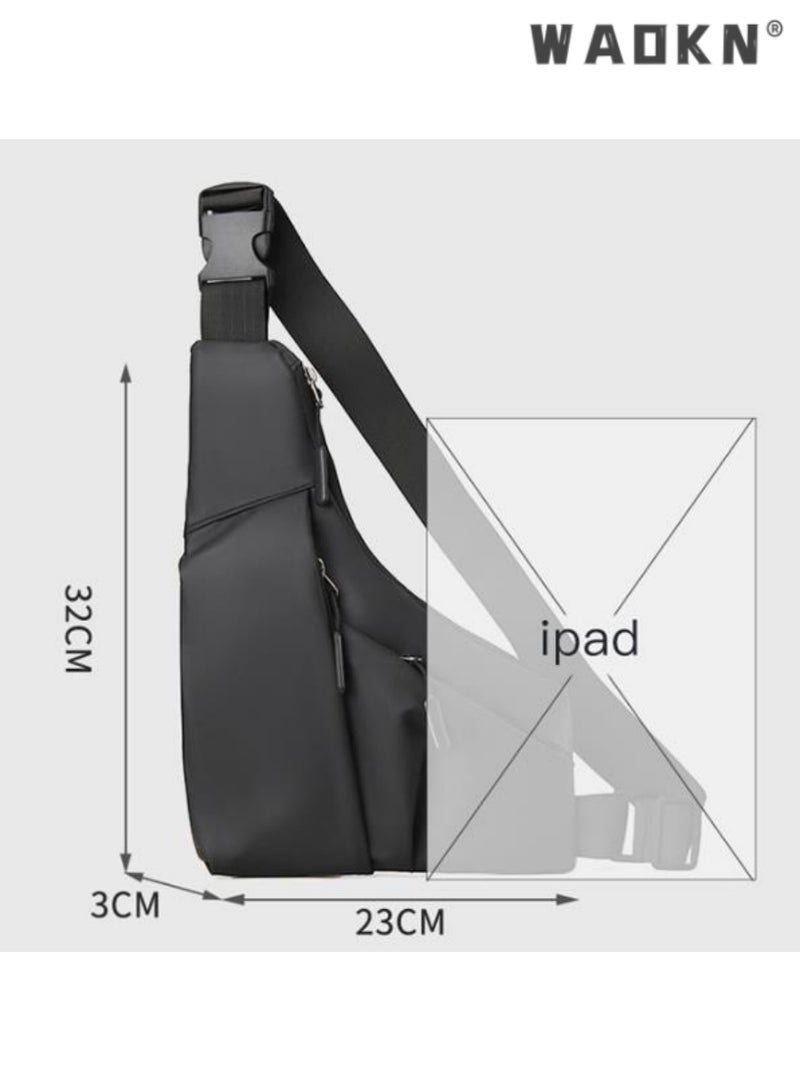 WAOKN Black Crossbody Bag,Fashionable Messenger Bag,Waterproof, Adjustable Shoulder Strap, Casual Day Pack, Travel-Friendly, Secure Sling Bag, Versatile and Stylish, Perfect for Urban Commute  - Image 5