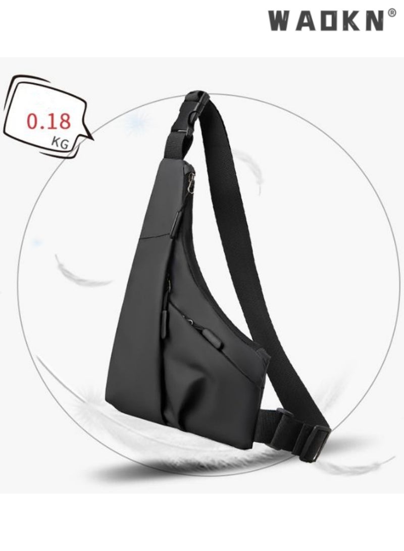 WAOKN Black Crossbody Bag,Fashionable Messenger Bag,Waterproof, Adjustable Shoulder Strap, Casual Day Pack, Travel-Friendly, Secure Sling Bag, Versatile and Stylish, Perfect for Urban Commute  - Image 4