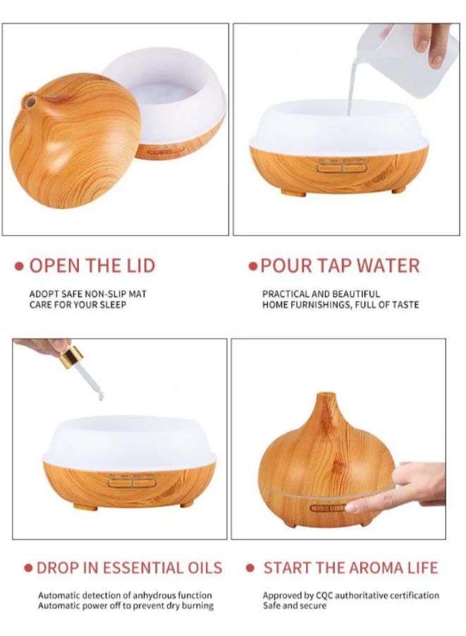 500ml Ultrasonic Essential Oil Humidifier with Remote, LED Light, and Music Diffuser, Beige - Image 4