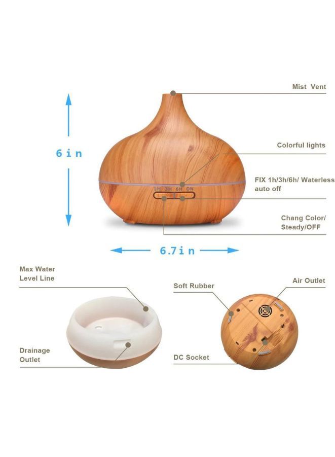 500ml Ultrasonic Essential Oil Humidifier with Remote, LED Light, and Music Diffuser, Beige - Image 3