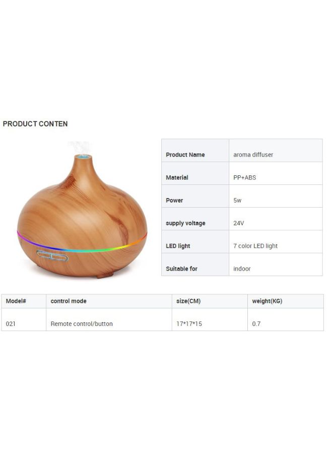500ml Ultrasonic Essential Oil Humidifier with Remote, LED Light, and Music Diffuser, Beige - Image 2