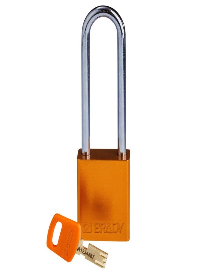 Brady SafeKey Lockout Padlock Aluminum Orange 3.0" Steel Shkl Keyed Different - Image 1