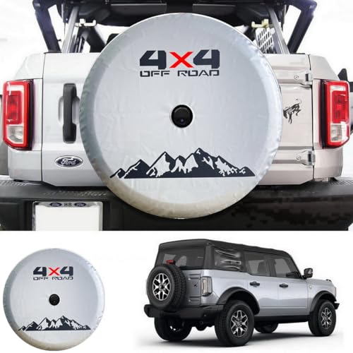 Tribones for Toyota Prado TX, Ford Raptor F150, Jeep & Ford Bronco Spare Tire Cover with Camera Hole, Spare Wheel Cover with Hole, Tire Cover Protector, White/Silver (XXL: 315/70R17, 35x12.5-R22) - Image 4