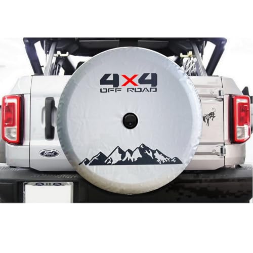 Tribones for Toyota Prado TX, Ford Raptor F150, Jeep & Ford Bronco Spare Tire Cover with Camera Hole, Spare Wheel Cover with Hole, Tire Cover Protector, White/Silver (XXL: 315/70R17, 35x12.5-R22) - Image 1
