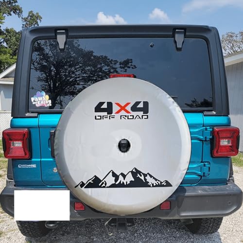 Tribones for Toyota Prado TX, Ford Raptor F150, Jeep & Ford Bronco Spare Tire Cover with Camera Hole, Spare Wheel Cover with Hole, Tire Cover Protector, White/Silver (XXL: 315/70R17, 35x12.5-R22) - Image 3