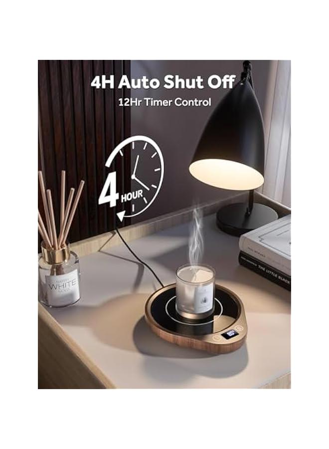HOOKOR Coffee Cup Heater, Cup Heater, Thermostatic Mug Warmer for Desk, 3 Heat Settings, 4H Auto Shut Off, Efficient Heats Up Quickly Coffee Cup Warmer for Home and Office (wood grain color) - Image 3