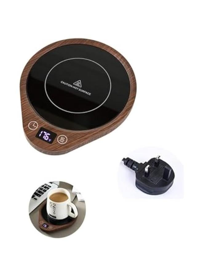 HOOKOR Coffee Cup Heater, Cup Heater, Thermostatic Mug Warmer for Desk, 3 Heat Settings, 4H Auto Shut Off, Efficient Heats Up Quickly Coffee Cup Warmer for Home and Office (wood grain color) - Image 1