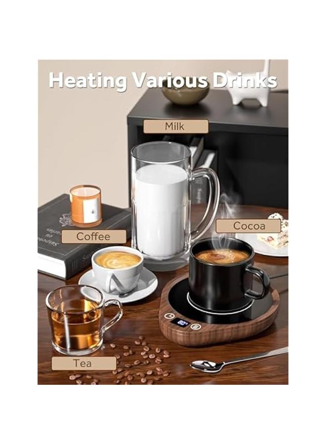 HOOKOR Coffee Cup Heater, Cup Heater, Thermostatic Mug Warmer for Desk, 3 Heat Settings, 4H Auto Shut Off, Efficient Heats Up Quickly Coffee Cup Warmer for Home and Office (wood grain color) - Image 4