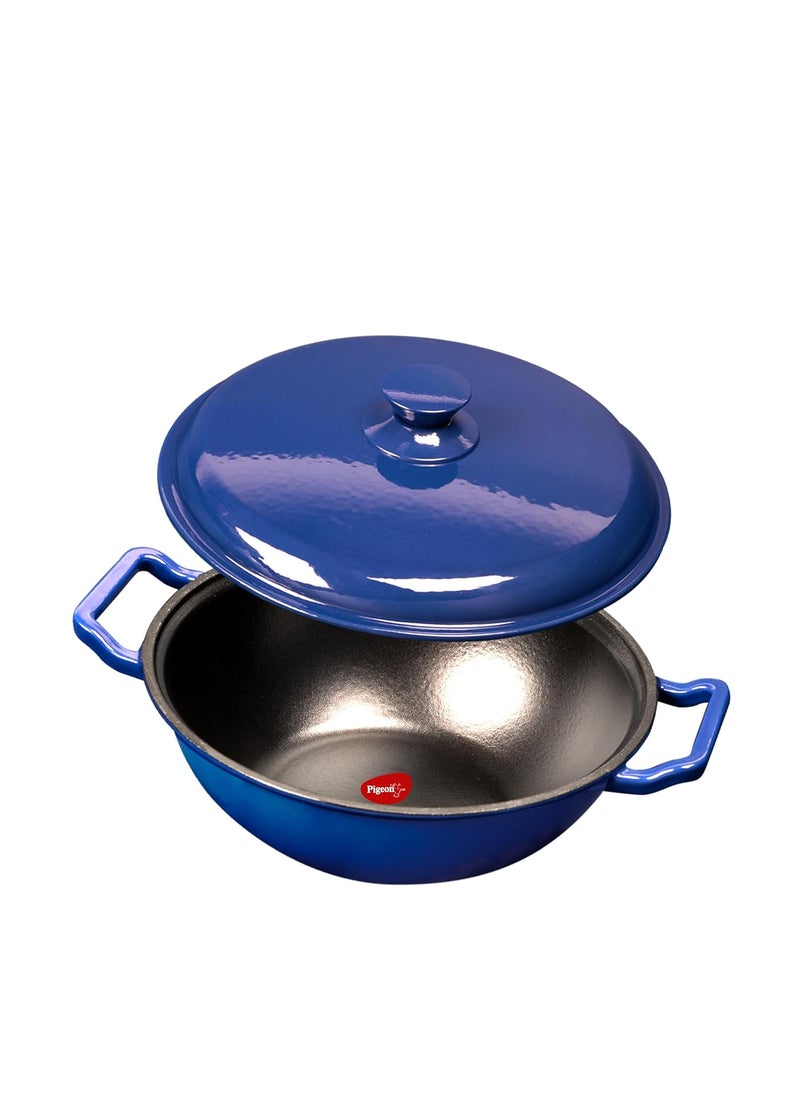 pigeon Pigeon by Stovekraft Cast Iron Kadai with Cast Iron Lid | Medium, 26 cm | Enamel Coated | Luxurious Mirror Finish | Toxin-Free | High Pressure Casting | Cook with Style, Elegance & Comfort  - Image 1