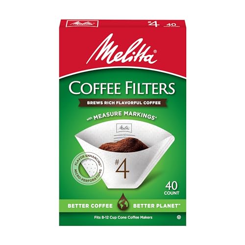 Melitta مرشحات القهوة مخروطية الشكل من ميلتا #4، بيضاء، 40 مرشح إجمالي - قد يختلف التعبئة - Image 1