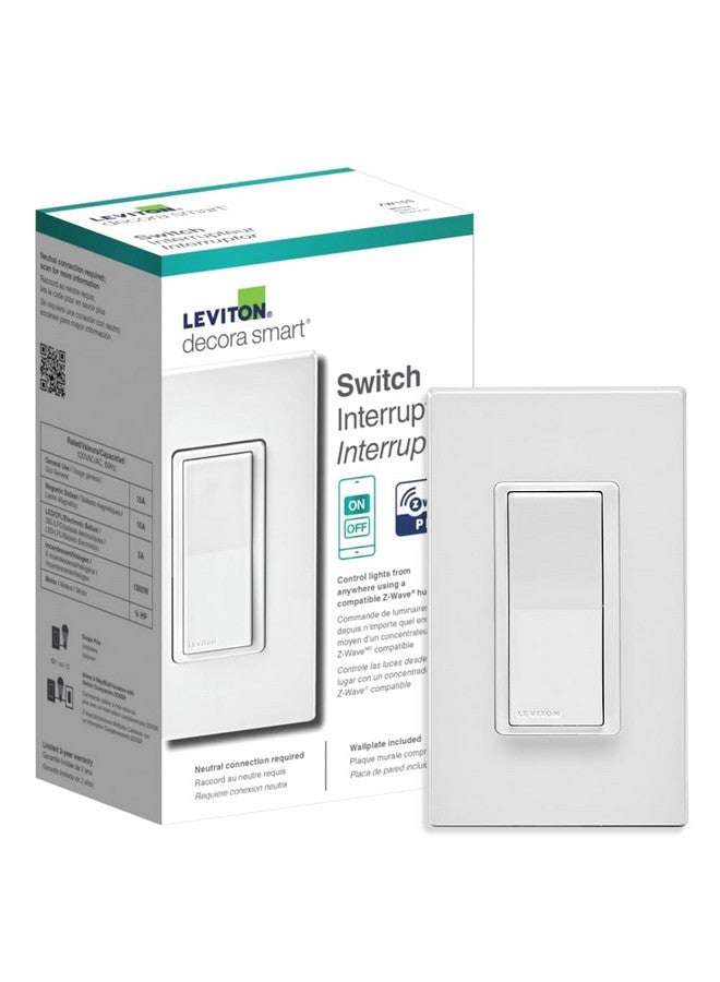 Leviton Decora Smart Switch Z-Wave 800 Series, ZW15S-1RW - Image 1