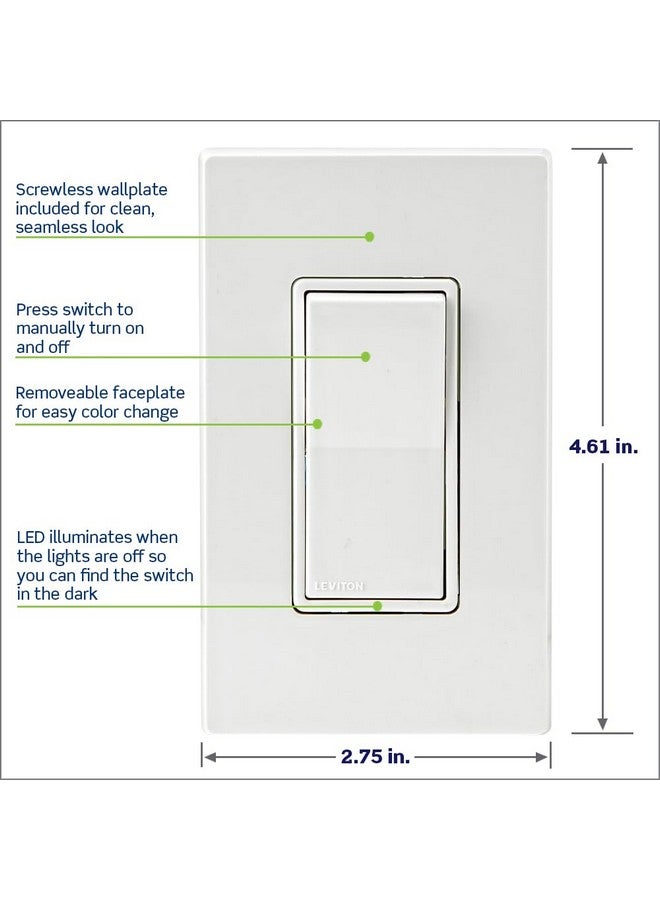Leviton Decora Smart Switch Z-Wave 800 Series, ZW15S-1RW - Image 5