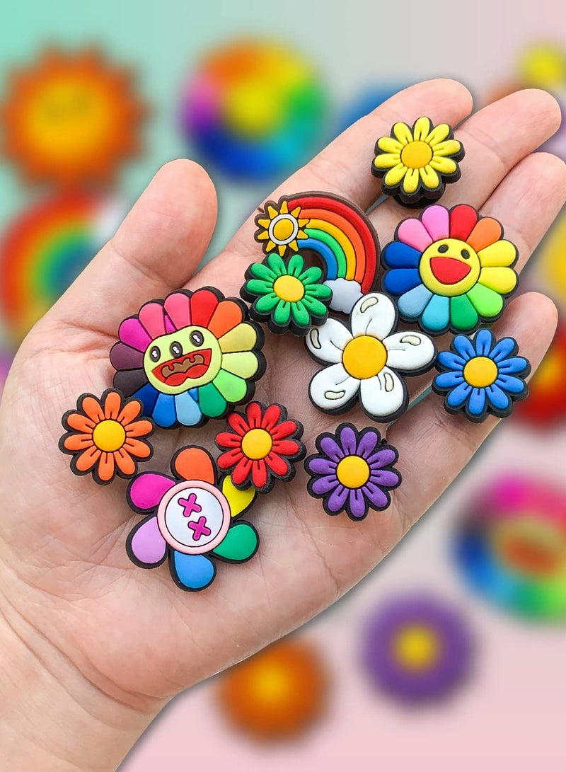 SOLARAE 34 Pcs Butterfly Sunflower Shoe Charms for Clog Wristband Bracelet, Shoe Accessories Pins for Boy and Girl Party Favor Gifts - Image 4