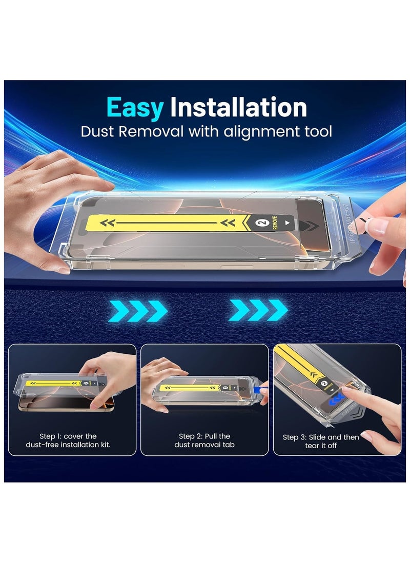 yalilai 2PCS for iPhone 16 Pro Tempered Glass Screen Protector, HD Clear, Bubble Free, Easy Installation, Auto Dust-Elimination, Anti-fingerprint  - Image 2