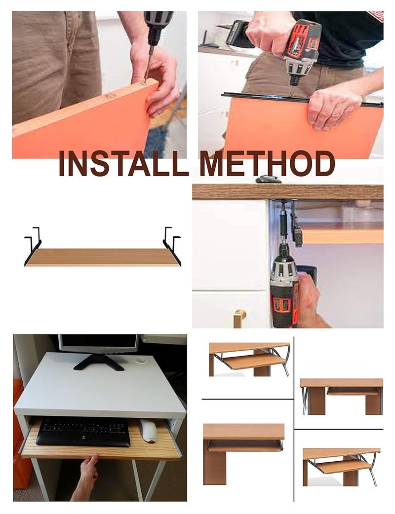 AVRIAN Furniture/Table Accessories Office Product Suits Hardware 20 in Keyboard Drawer Tray Wood Holder Under Desk Adjustable Height Platform. You can use for Study Table & workstaion (Natural Teak) - Image 5