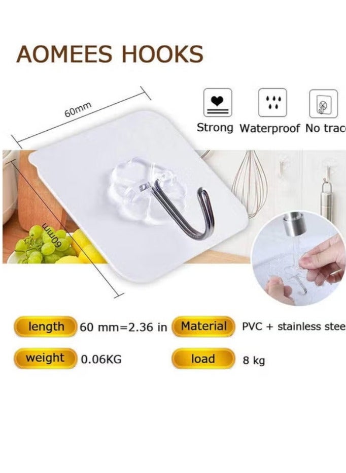 20-Piece Heavy Duty Wall Hooks Transparent 6cm  - Image 2