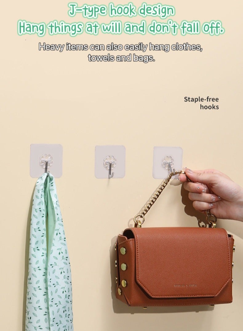 20-Piece Heavy Duty Wall Hooks Transparent 6cm  - Image 4