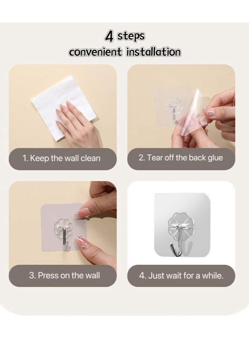 20-Piece Heavy Duty Wall Hooks Transparent 6cm  - Image 3